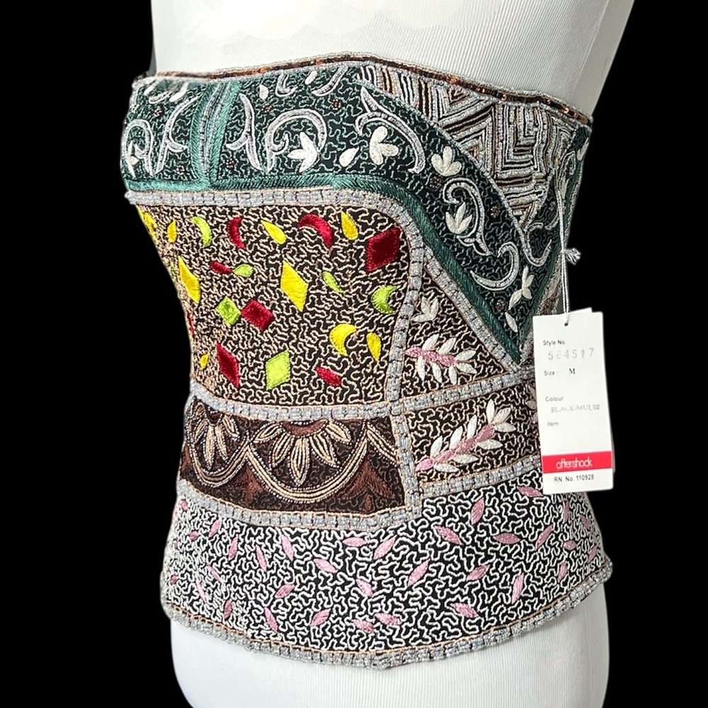 Vintage Anthropologie Aftershock Corset Cami Silk Beaded 90s Party Sexy MoneyNEW - Picture 12 of 17